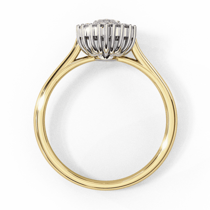 Marquise Cut Lab Grown Diamond Halo Engagement Ring with Vintage Scalloped Halo