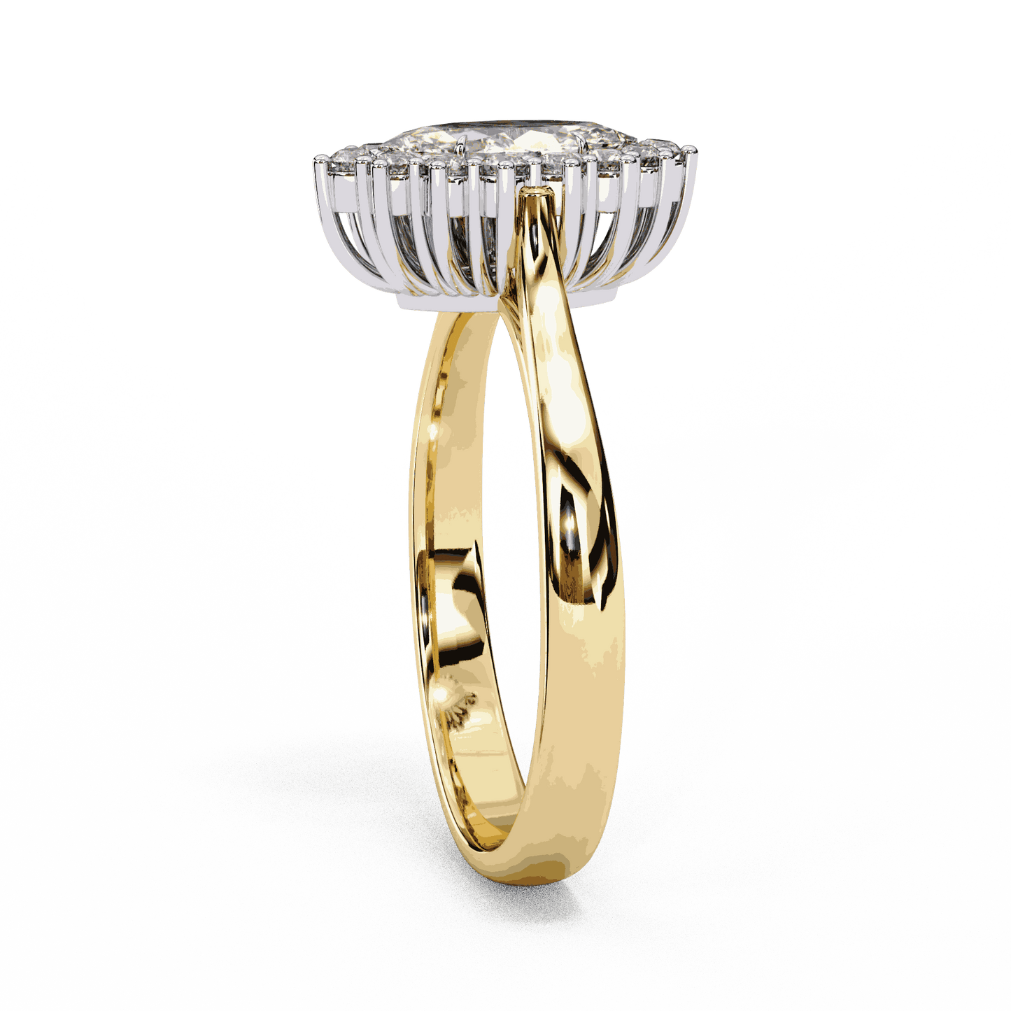 Marquise Cut Lab Grown Diamond Halo Engagement Ring with Vintage Scalloped Halo