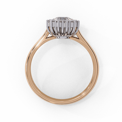Round Cut Lab Grown Diamond Halo Engagement Ring with Vintage Cluster Halo