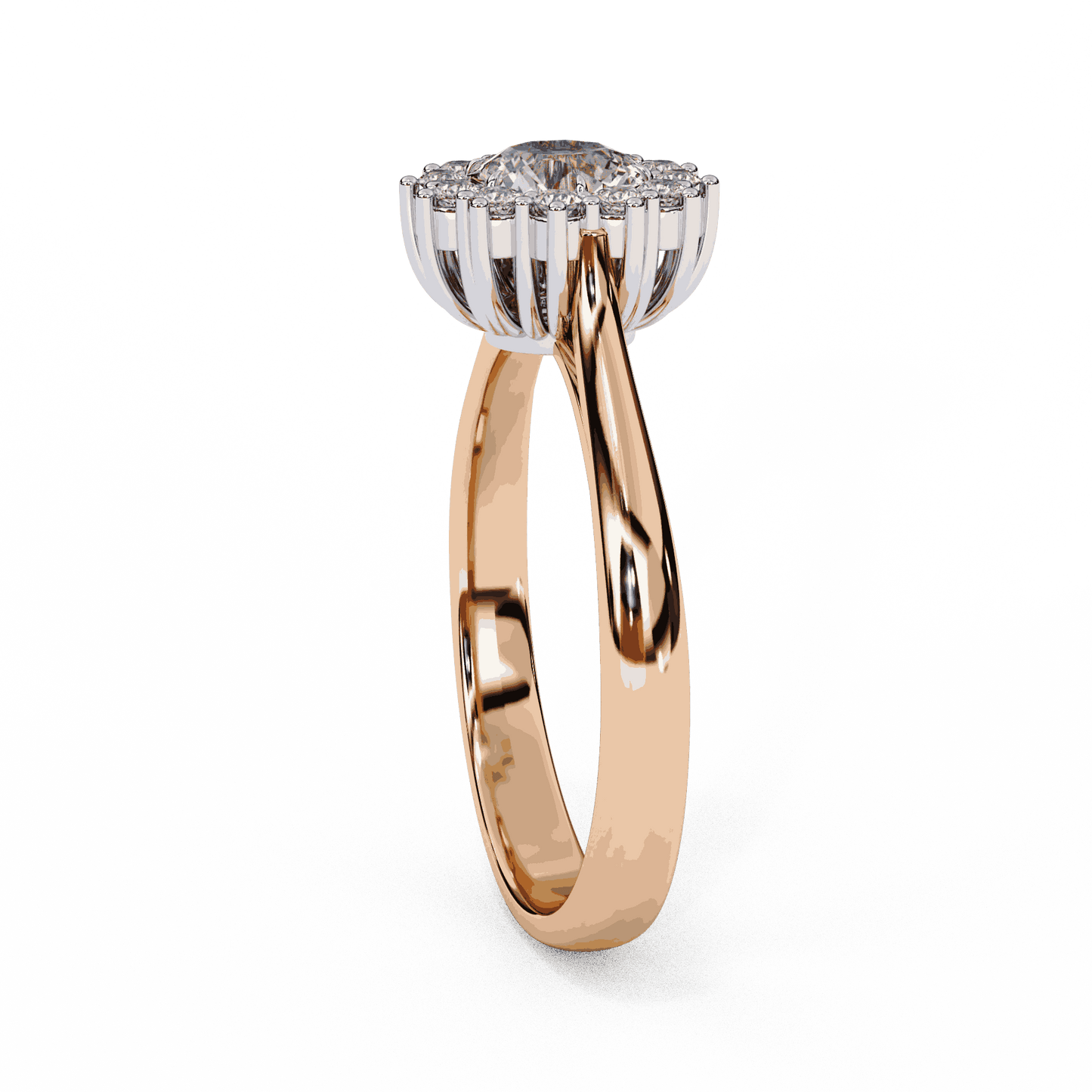 Round Cut Lab Grown Diamond Halo Engagement Ring with Vintage Cluster Halo
