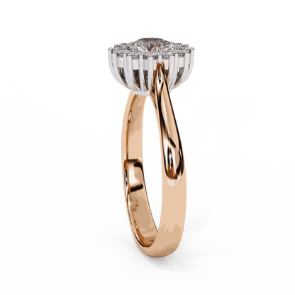 Round Cut Lab Grown Diamond Halo Engagement Ring with Vintage Cluster Halo
