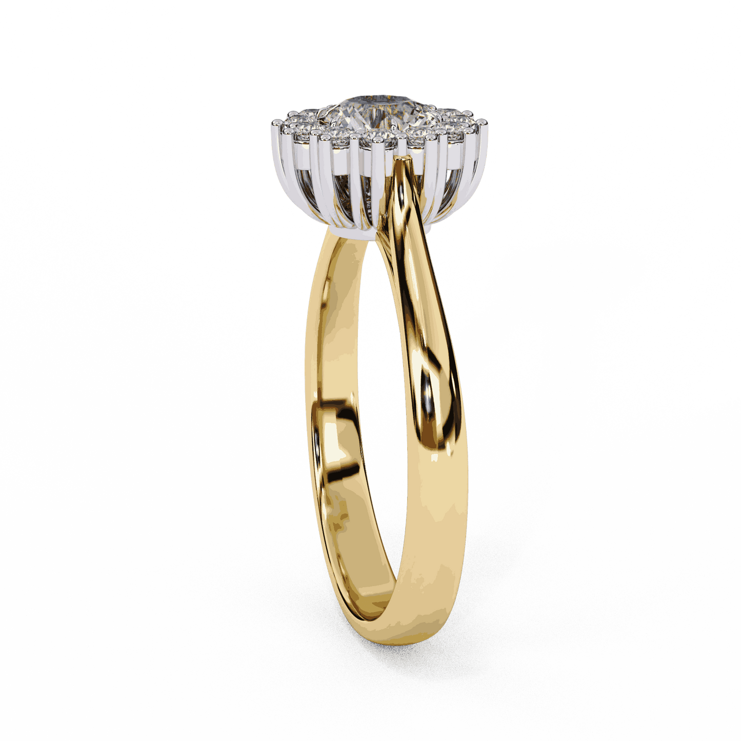 Round Cut Lab Grown Diamond Halo Engagement Ring with Vintage Cluster Halo