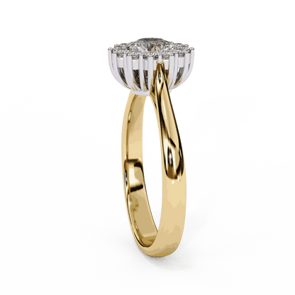 Round Cut Lab Grown Diamond Halo Engagement Ring with Vintage Cluster Halo