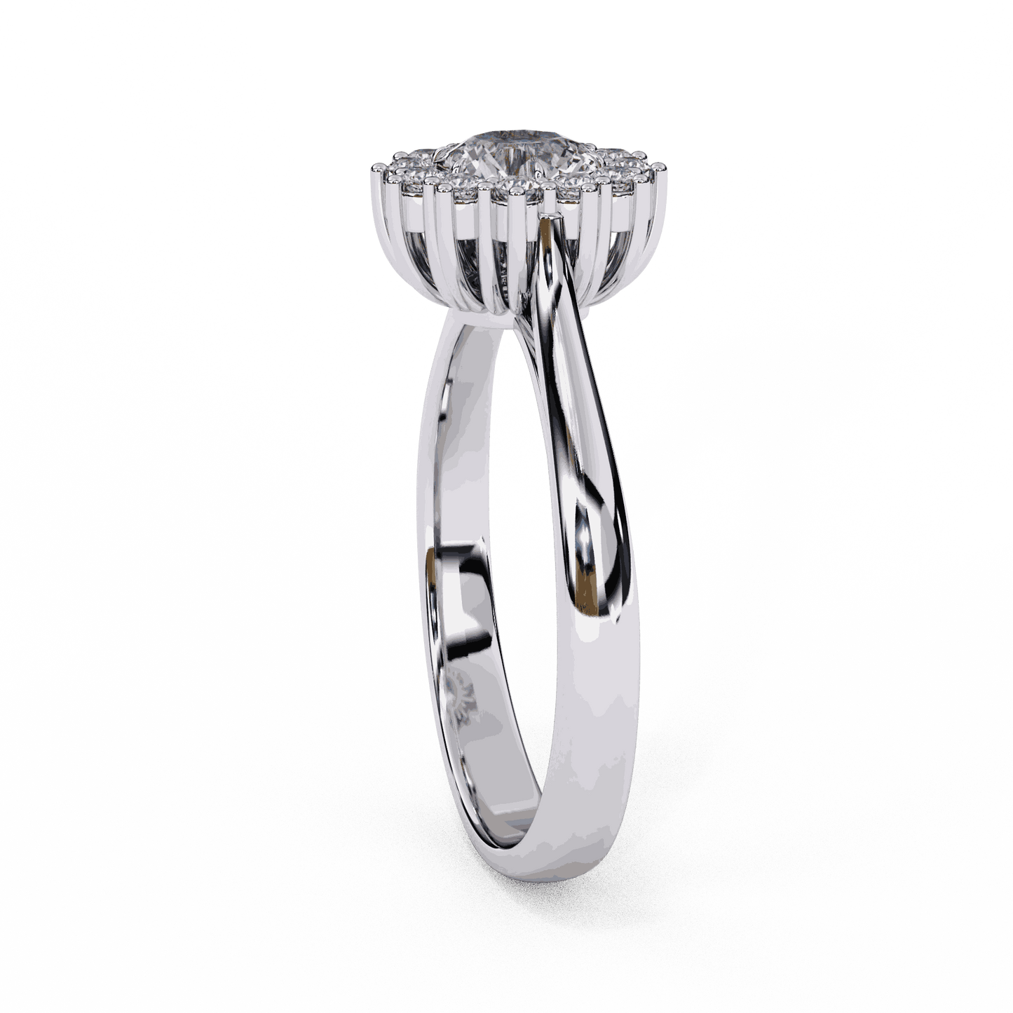 Round Cut Lab Grown Diamond Halo Engagement Ring with Vintage Cluster Halo