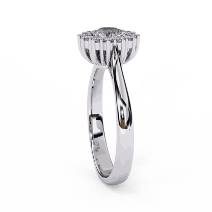 Round Cut Lab Grown Diamond Halo Engagement Ring with Vintage Cluster Halo
