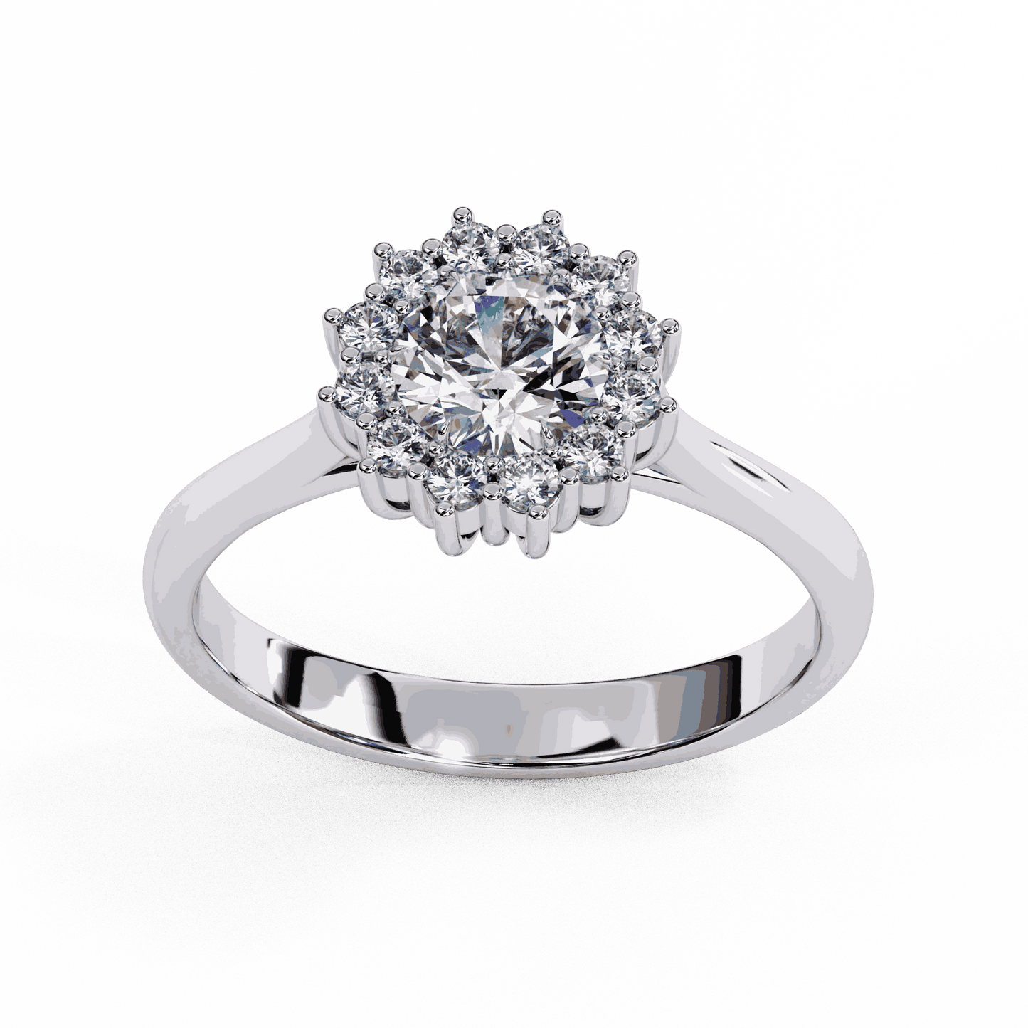 Round Cut Lab Grown Diamond Halo Engagement Ring with Vintage Cluster Halo