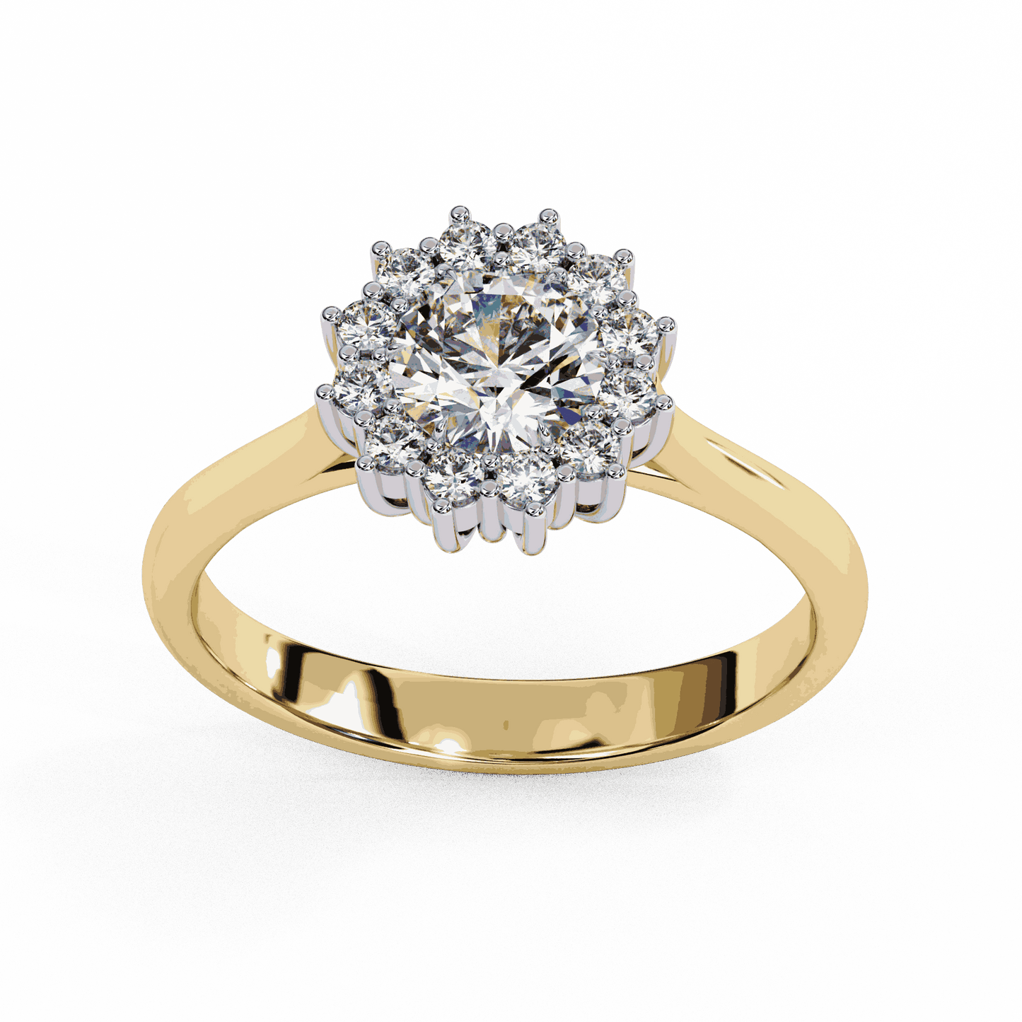 Round Cut Lab Grown Diamond Halo Engagement Ring with Vintage Cluster Halo