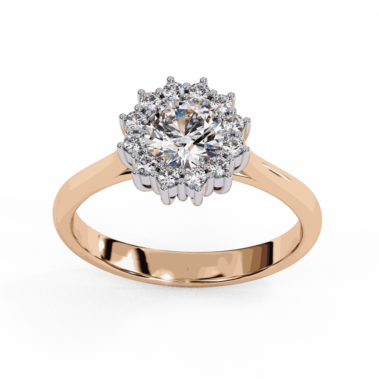 Round Cut Lab Grown Diamond Halo Engagement Ring with Vintage Cluster Halo