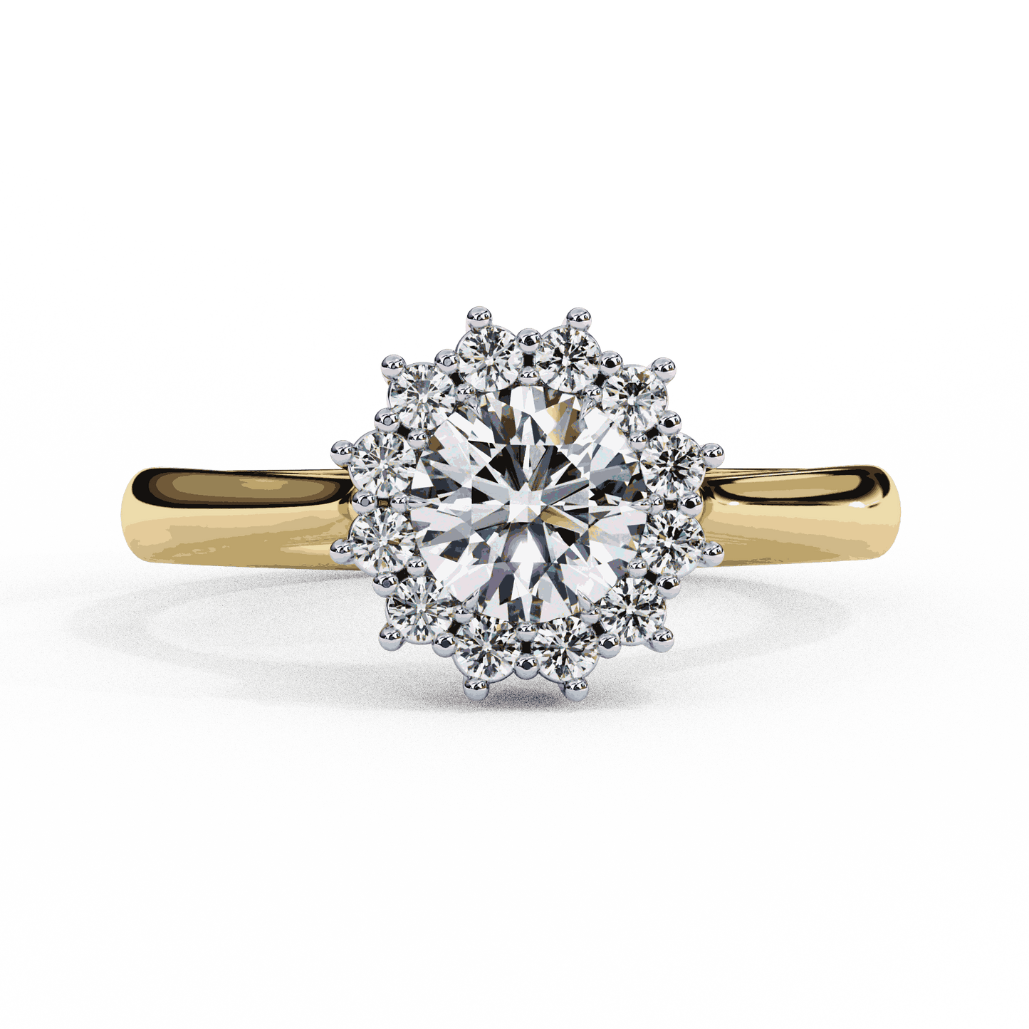 Round Cut Lab Grown Diamond Halo Engagement Ring with Vintage Cluster Halo