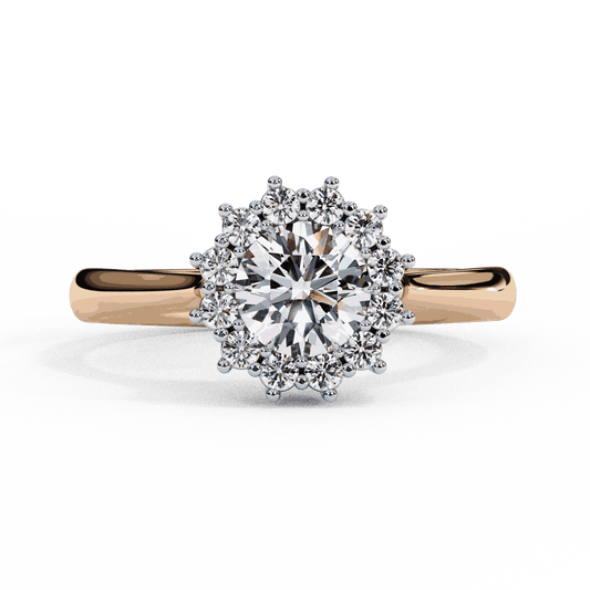 Round Cut Lab Grown Diamond Halo Engagement Ring with Vintage Cluster Halo