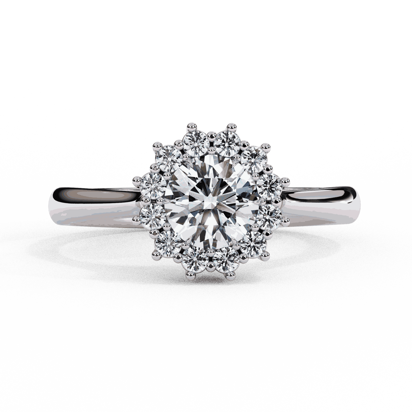 Round Cut Lab Grown Diamond Halo Engagement Ring with Vintage Cluster Halo