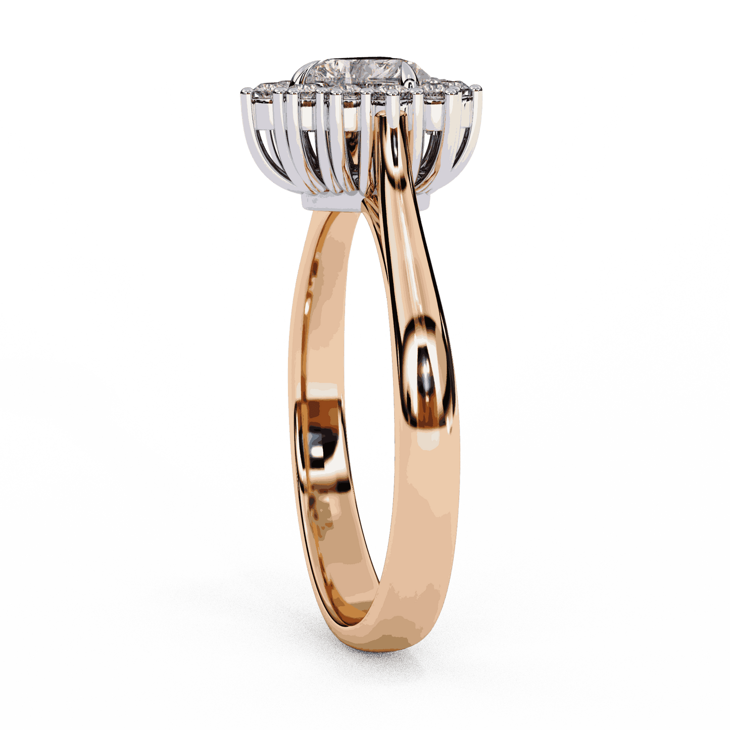 Heart Cut Lab Grown Diamond Halo Engagement Ring with Vintage Scalloped Halo
