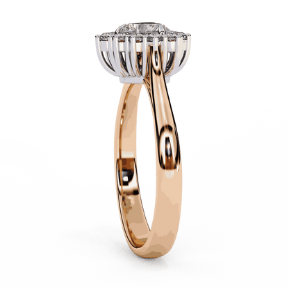 Heart Cut Lab Grown Diamond Halo Engagement Ring with Vintage Scalloped Halo