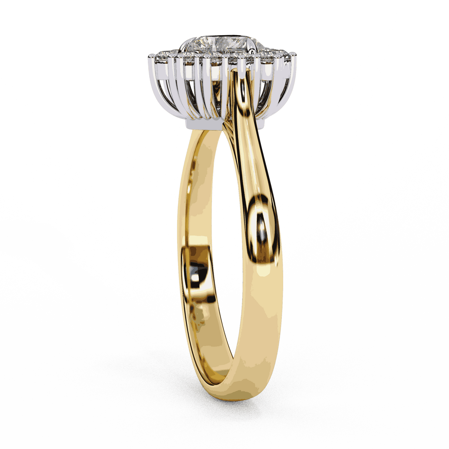Heart Cut Lab Grown Diamond Halo Engagement Ring with Vintage Scalloped Halo
