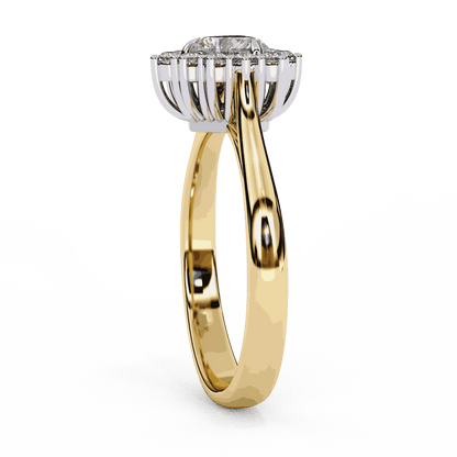 Heart Cut Lab Grown Diamond Halo Engagement Ring with Vintage Scalloped Halo