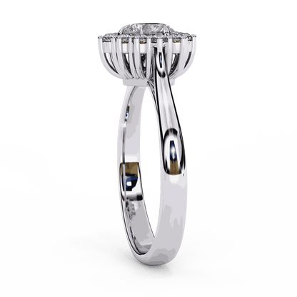 Heart Cut Lab Grown Diamond Halo Engagement Ring with Vintage Scalloped Halo