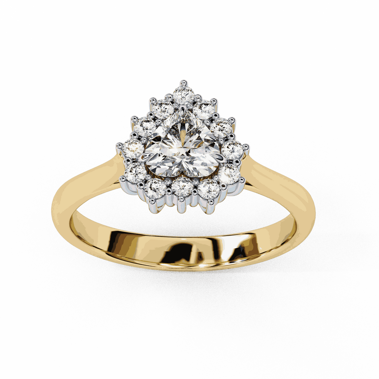 Heart Cut Lab Grown Diamond Halo Engagement Ring with Vintage Scalloped Halo