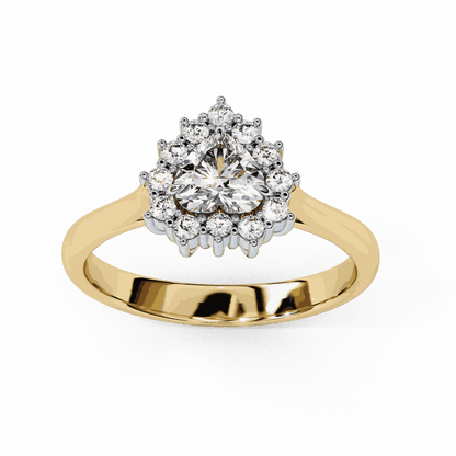 Heart Cut Lab Grown Diamond Halo Engagement Ring with Vintage Scalloped Halo