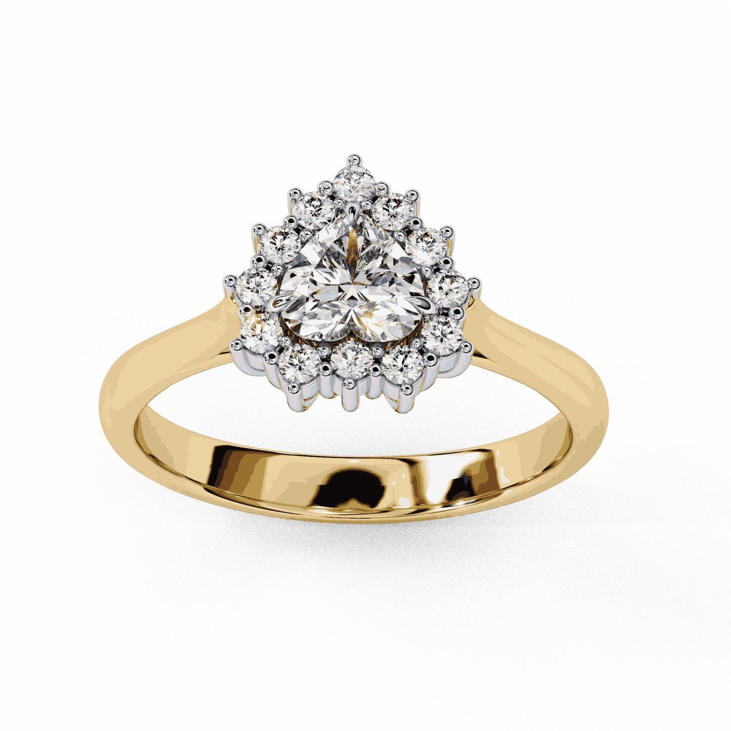 Heart Cut Lab Grown Diamond Halo Engagement Ring with Vintage Scalloped Halo