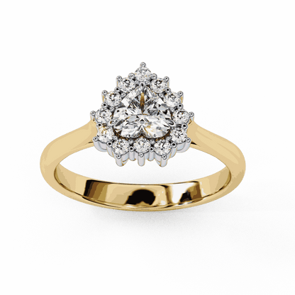 Heart Cut Lab Grown Diamond Halo Engagement Ring with Vintage Scalloped Halo
