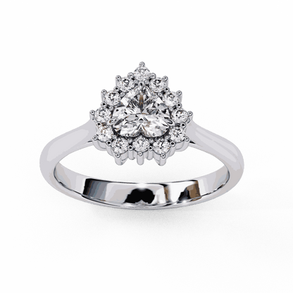 Heart Cut Lab Grown Diamond Halo Engagement Ring with Vintage Scalloped Halo