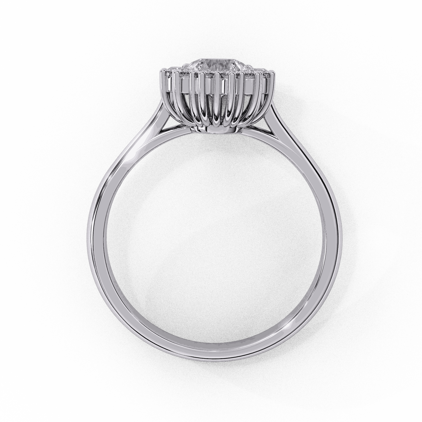 Heart Cut Lab Grown Diamond Halo Engagement Ring with Vintage Scalloped Halo
