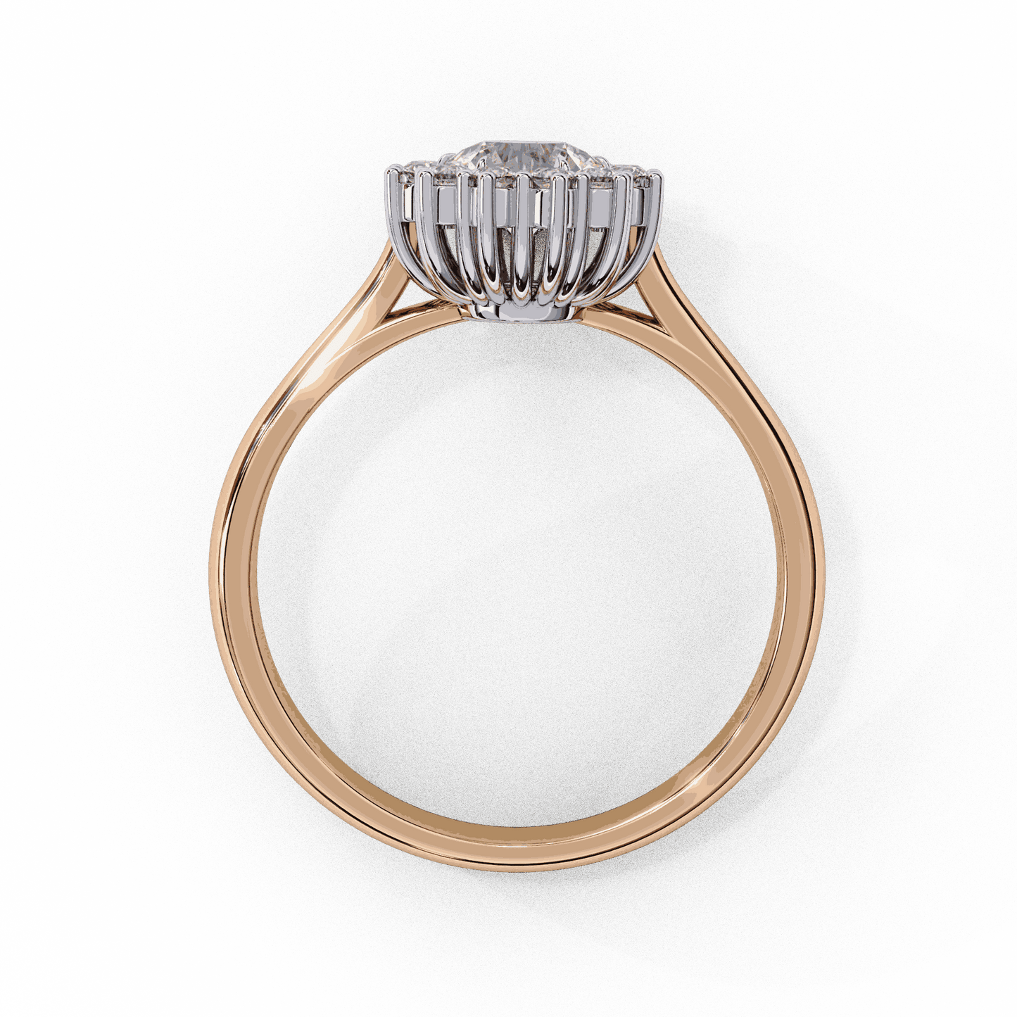 Heart Cut Lab Grown Diamond Halo Engagement Ring with Vintage Scalloped Halo