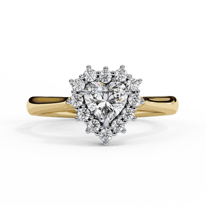 Heart Cut Lab Grown Diamond Halo Engagement Ring with Vintage Scalloped Halo