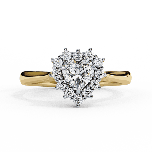 Heart Cut Lab Grown Diamond Halo Engagement Ring with Vintage Scalloped Halo