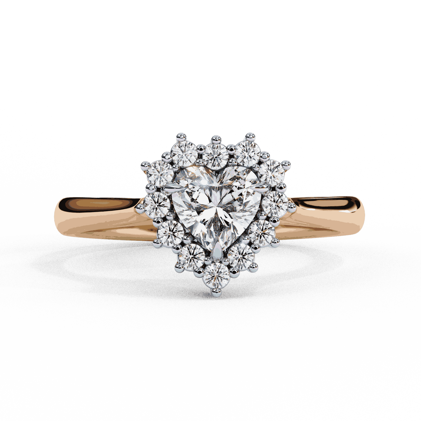 Heart Cut Lab Grown Diamond Halo Engagement Ring with Vintage Scalloped Halo
