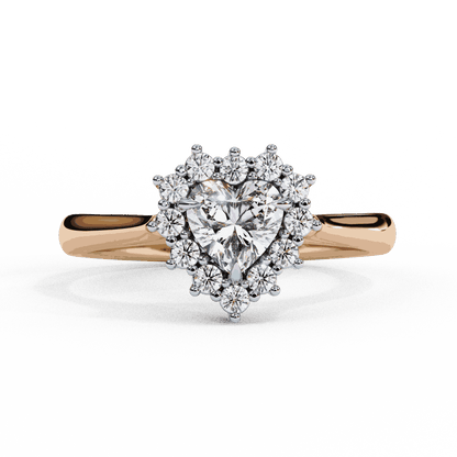 Heart Cut Lab Grown Diamond Halo Engagement Ring with Vintage Scalloped Halo