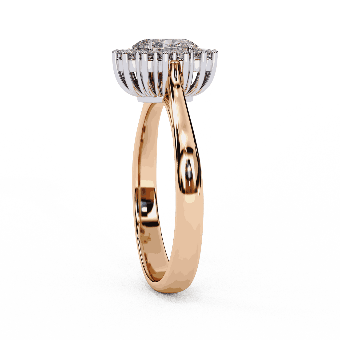 Oval Cut Lab Grown Diamond Halo Engagement Ring with Vintage Cluster Halo