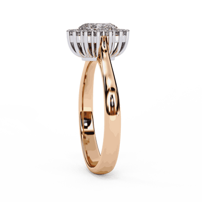 Oval Cut Lab Grown Diamond Halo Engagement Ring with Vintage Cluster Halo