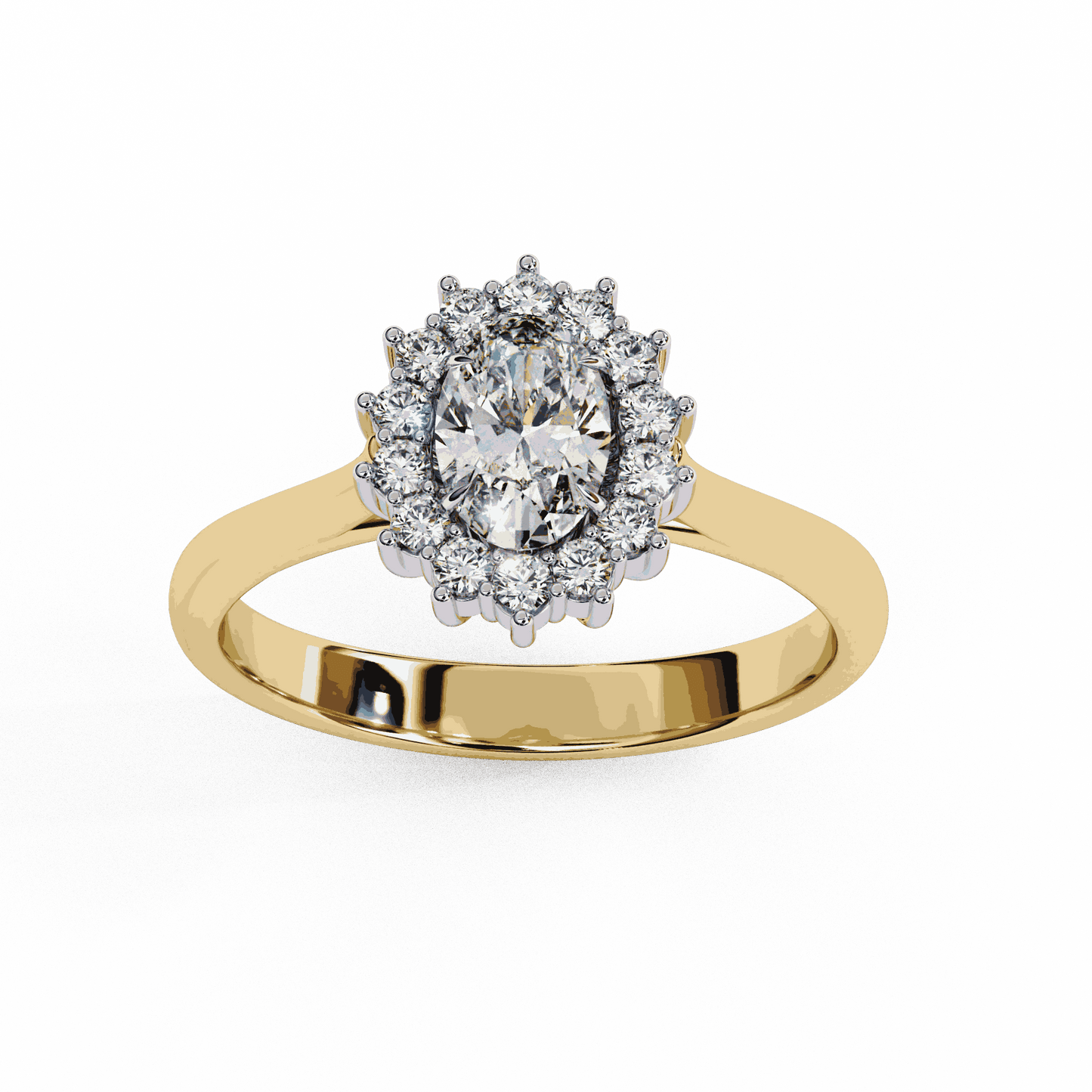 Oval Cut Lab Grown Diamond Halo Engagement Ring with Vintage Cluster Halo