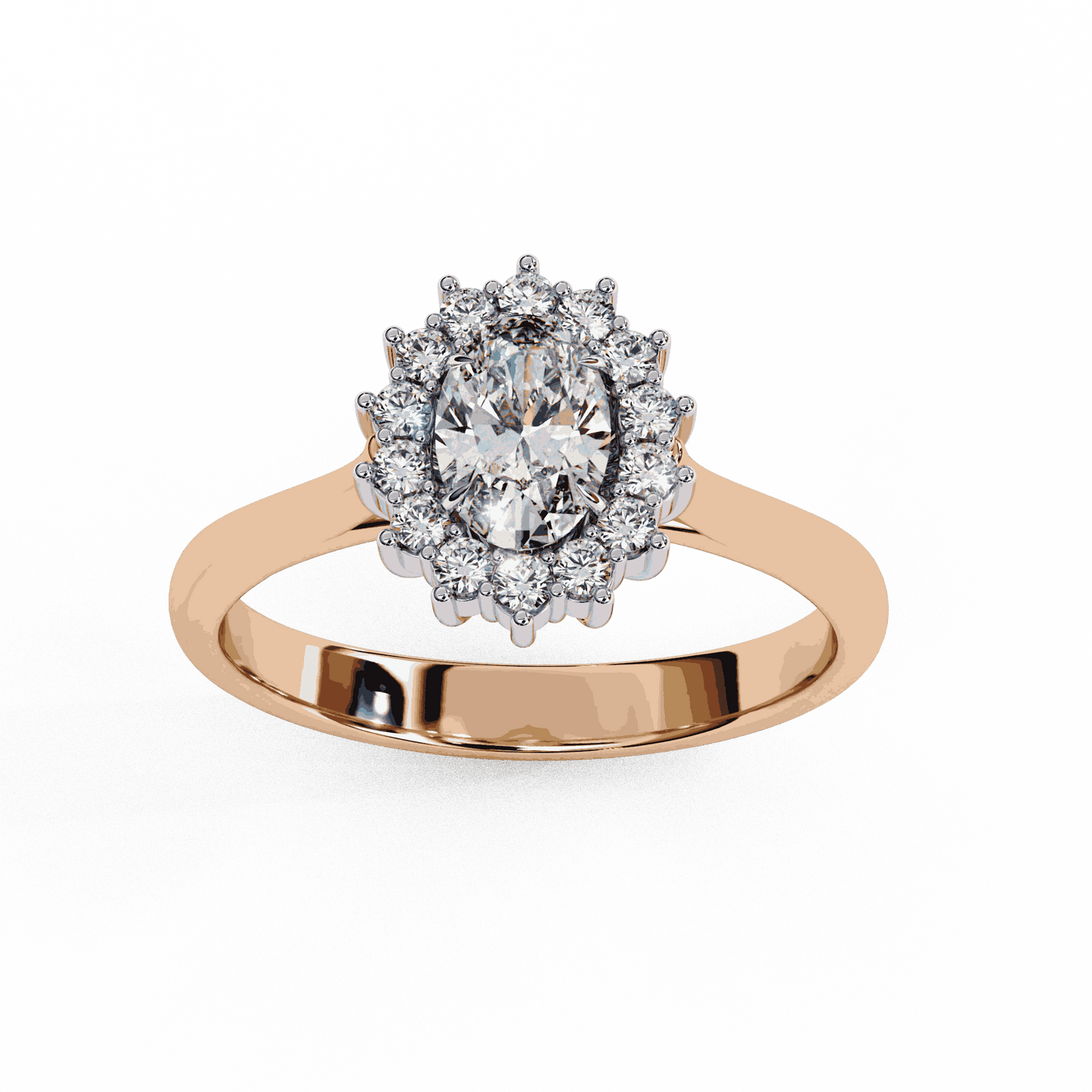 Oval Cut Lab Grown Diamond Halo Engagement Ring with Vintage Cluster Halo
