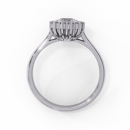 Oval Cut Lab Grown Diamond Halo Engagement Ring with Vintage Cluster Halo