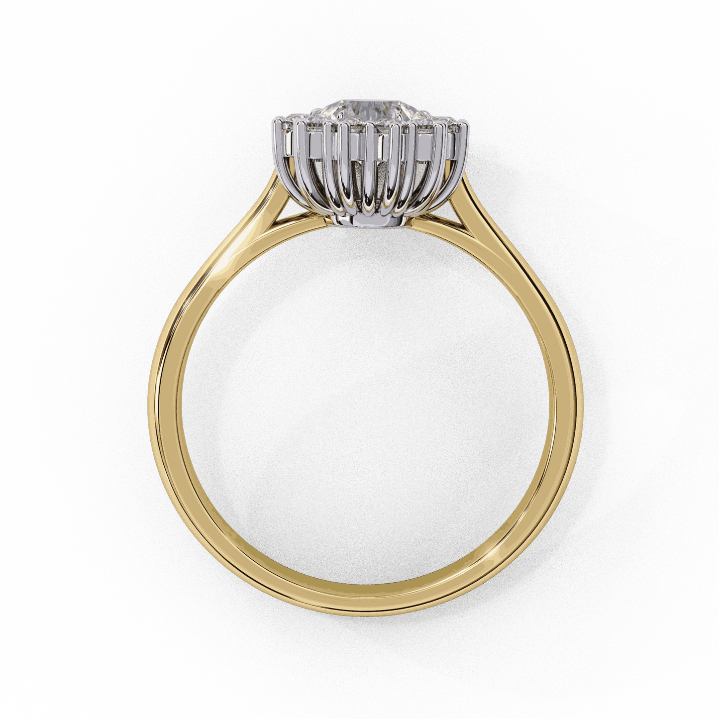 Oval Cut Lab Grown Diamond Halo Engagement Ring with Vintage Cluster Halo