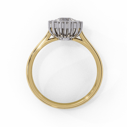 Oval Cut Lab Grown Diamond Halo Engagement Ring with Vintage Cluster Halo