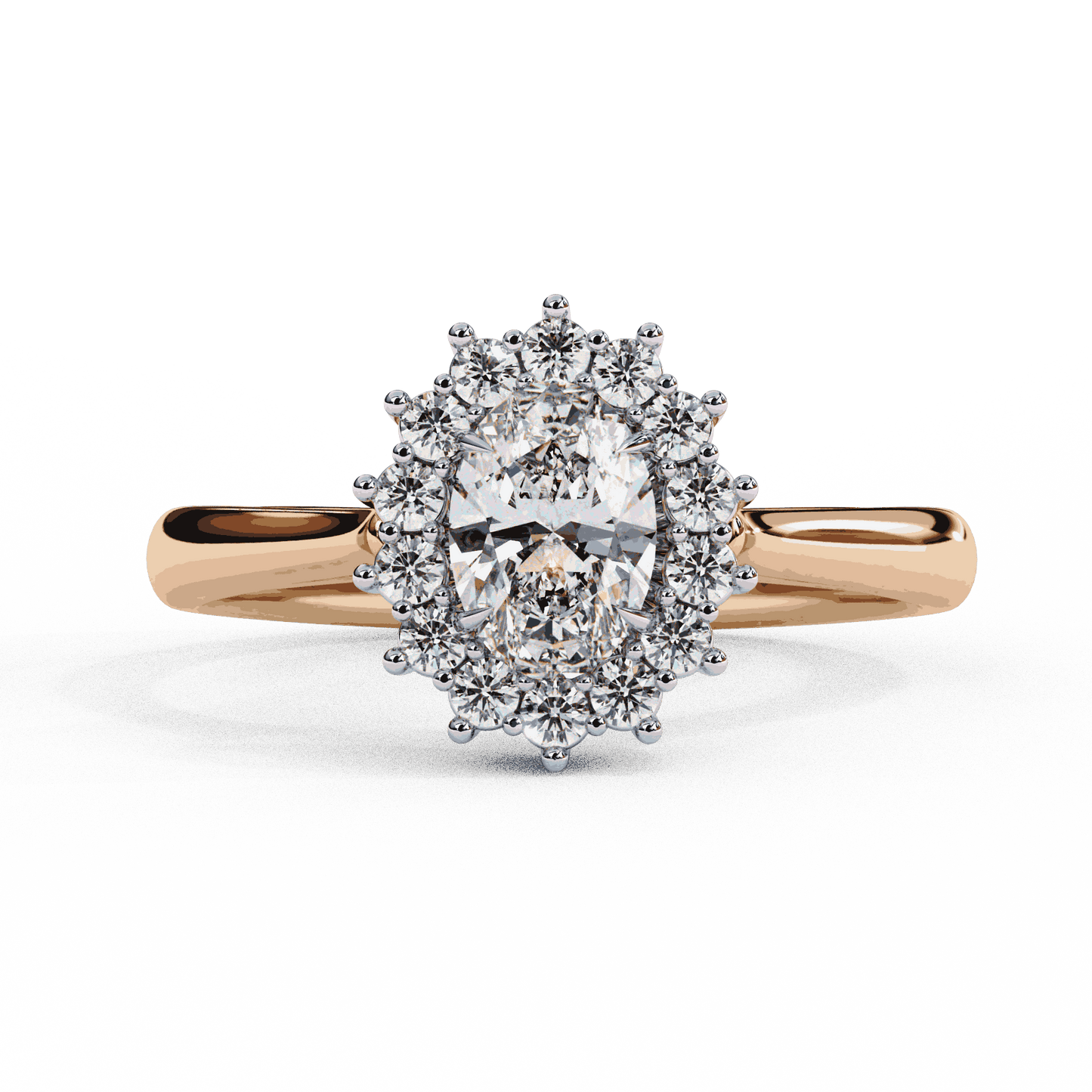 Oval Cut Lab Grown Diamond Halo Engagement Ring with Vintage Cluster Halo