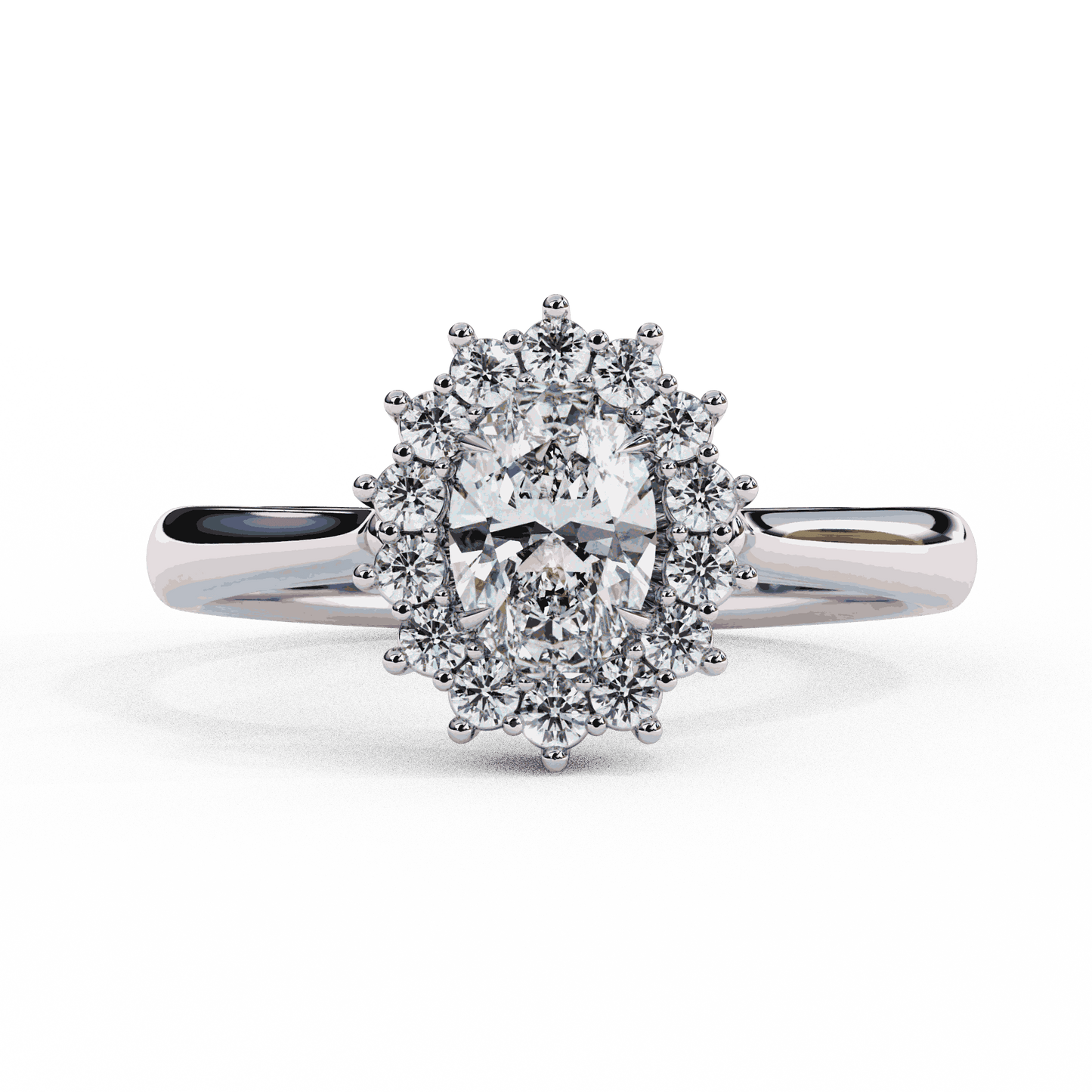 Oval Cut Lab Grown Diamond Halo Engagement Ring with Vintage Cluster Halo