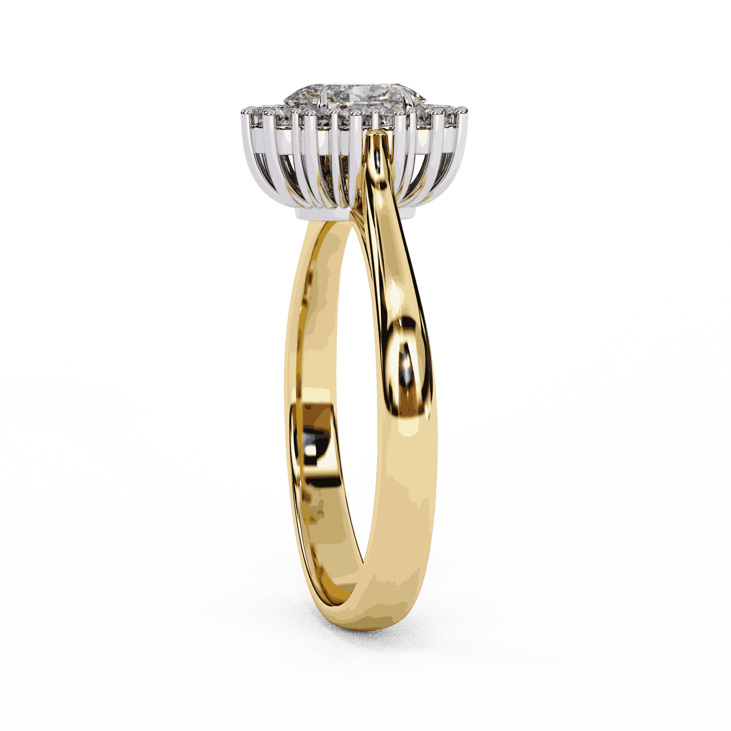 Oval Cut Lab Grown Diamond Halo Engagement Ring with Vintage Cluster Halo