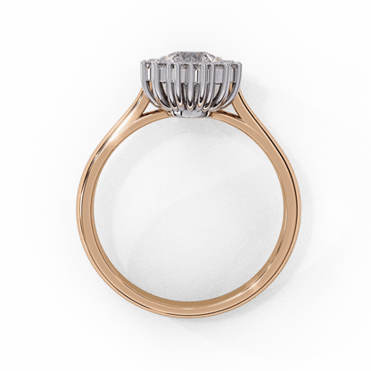 Pear Cut Lab Grown Diamond Halo Engagement Ring with Vintage Scalloped Halo