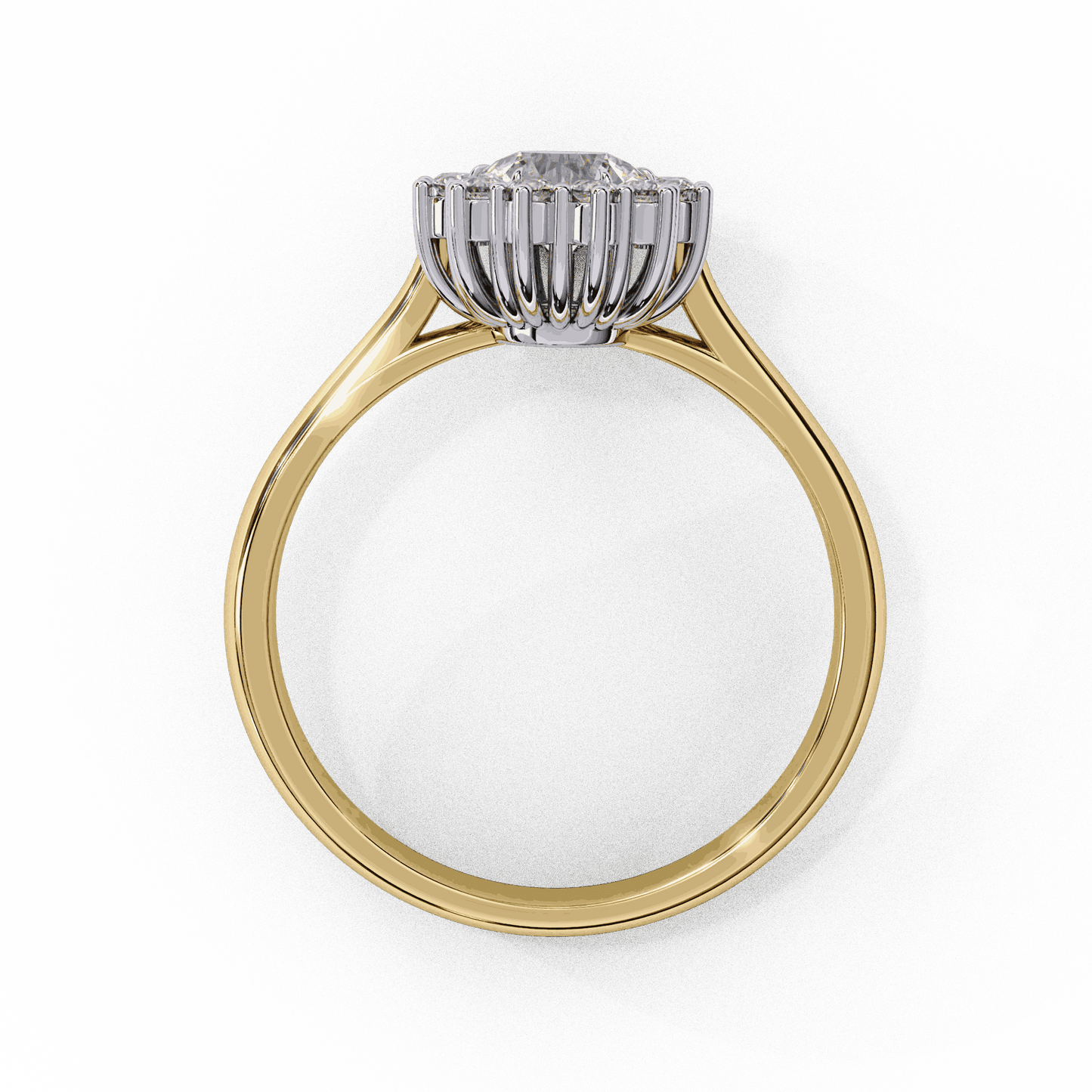 Pear Cut Lab Grown Diamond Halo Engagement Ring with Vintage Scalloped Halo