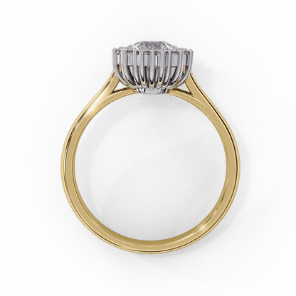 Pear Cut Lab Grown Diamond Halo Engagement Ring with Vintage Scalloped Halo
