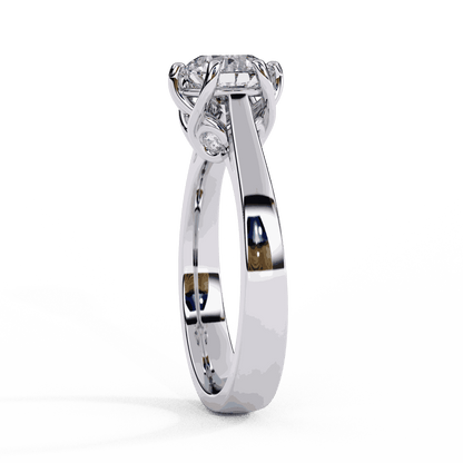 Round Cut Lab Grown Diamond Solitaire Engagement Ring with Six Prong Filigree