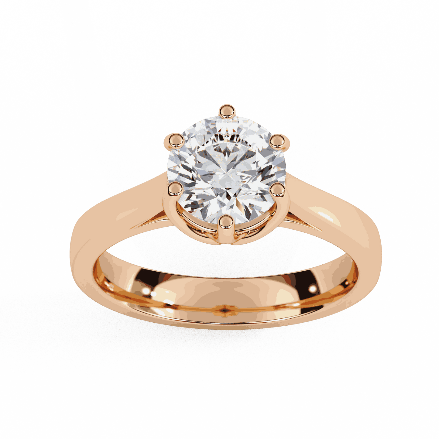 Round Cut Lab Grown Diamond Solitaire Engagement Ring with Six Prong Filigree