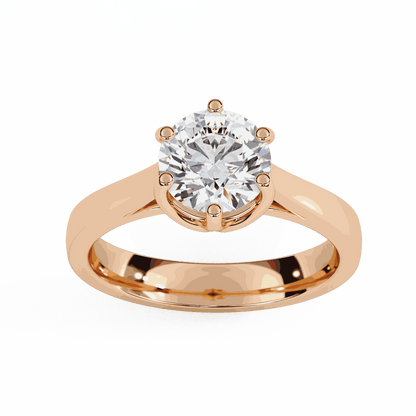 Round Cut Lab Grown Diamond Solitaire Engagement Ring with Six Prong Filigree
