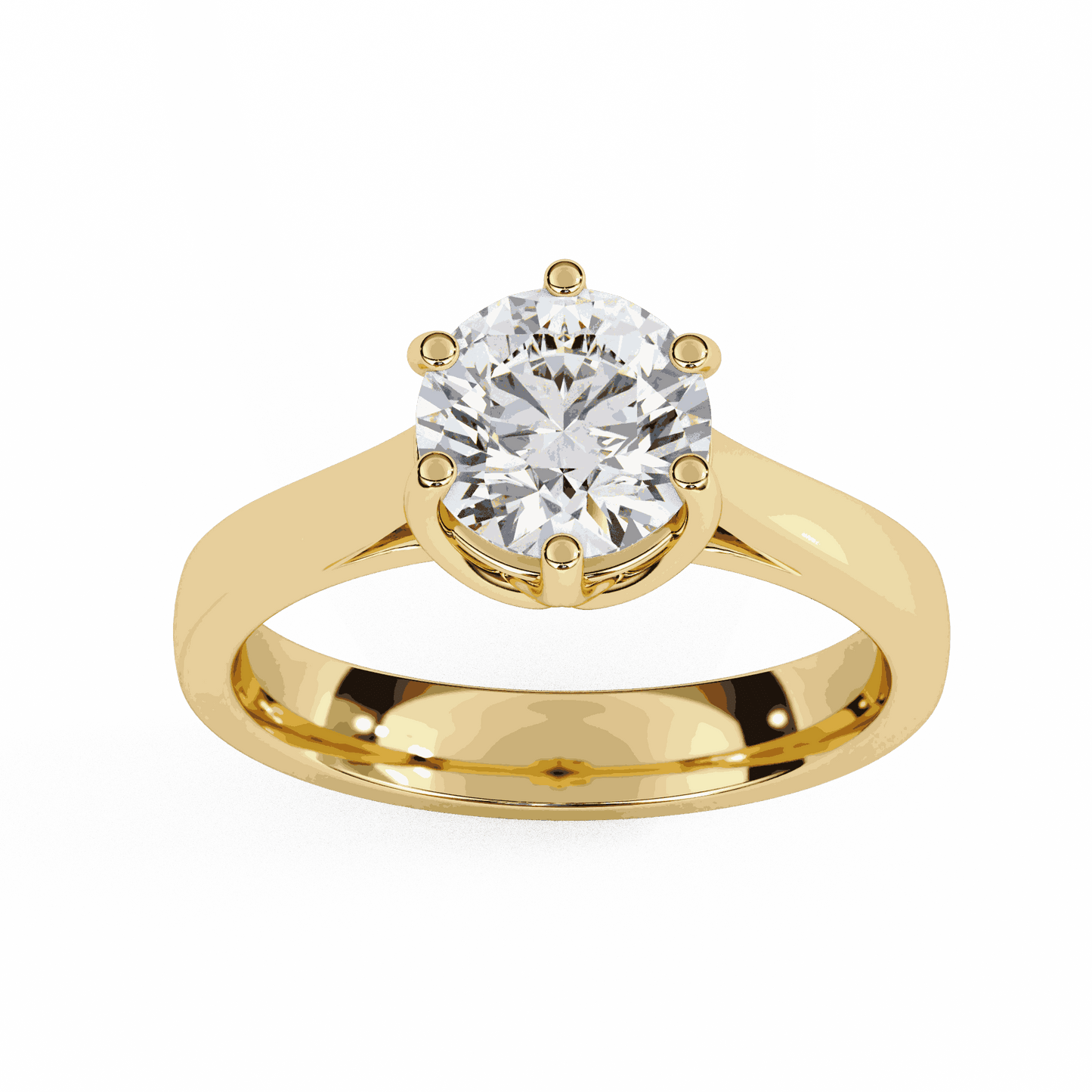Round Cut Lab Grown Diamond Solitaire Engagement Ring with Six Prong Filigree