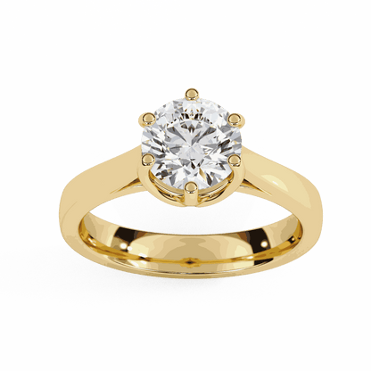 Round Cut Lab Grown Diamond Solitaire Engagement Ring with Six Prong Filigree