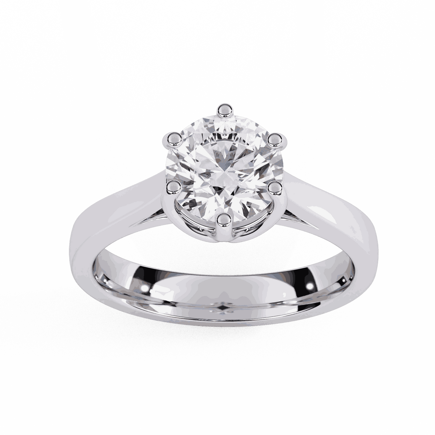 Round Cut Lab Grown Diamond Solitaire Engagement Ring with Six Prong Filigree